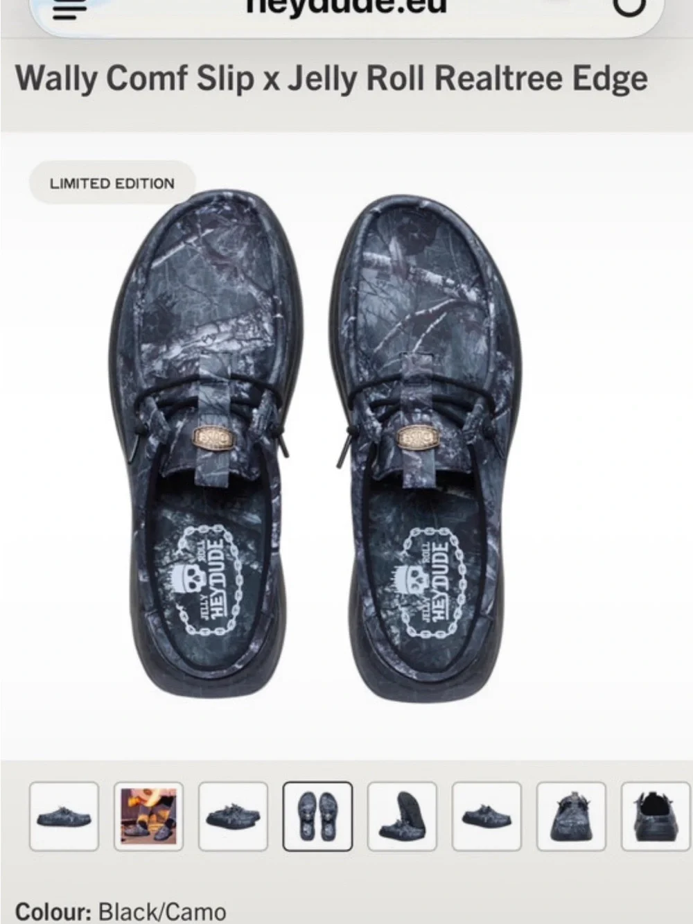 NWT JELLY ROLL Hey Dude Men's Wally Slip-On Loafers in Black Camo